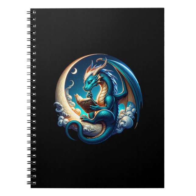 Dragon Bookworm, Moonlight Reading  Notebook (Front)