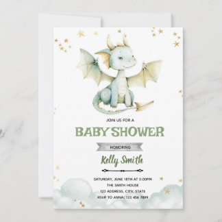 Dragon boy baby shower invitation