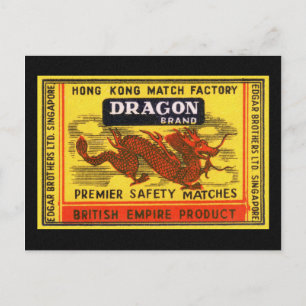 Dragon Brand Vintage Safety Match Label Postcard