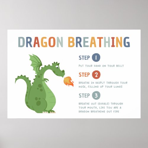 Dragon Breathing Calm down Classroom Poster