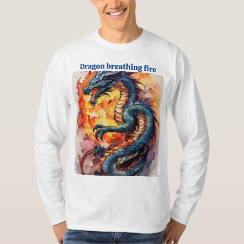 Dragon breathing fire T_Shirt
