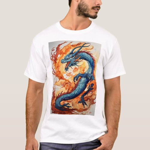 dragon breathing fire T_shirt design