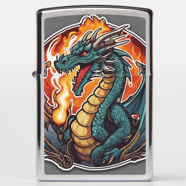 Dragon Breathing Fire Zippo Lighter (Front)