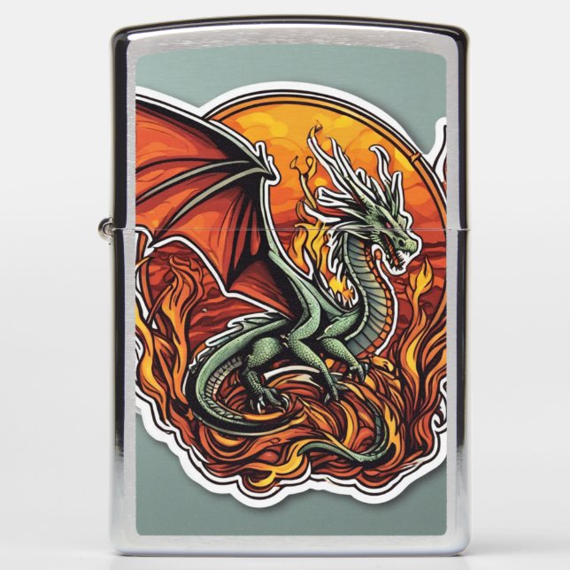 Dragon Breathing Fire Zippo Lighter (Front)