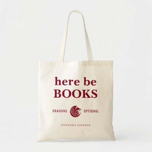 Dragon Burgundy Typography Personalized Book Lover Tote Bag