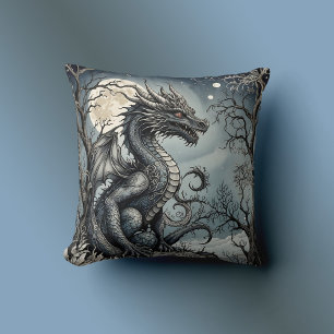 Dragon by Moonlight Throw Pillow