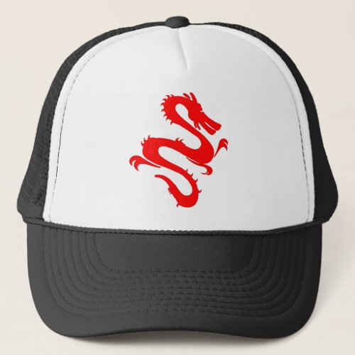 Dragon Calligraphy Red Asian Brush Stroke Friendly Trucker Hat