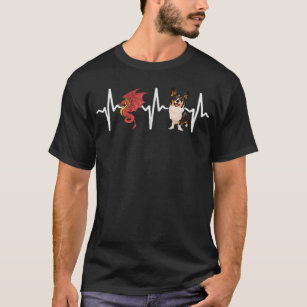 Dragon Cardigan Welsh Corgi Heartbeat Dog Lover  T-Shirt