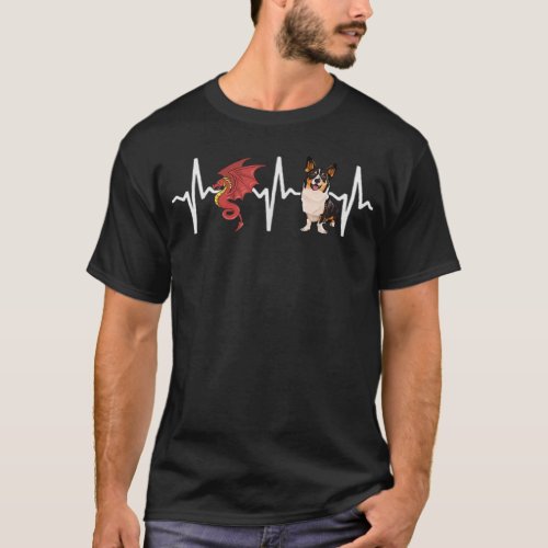 Dragon Cardigan Welsh Corgi Heartbeat Dog Lover  T_Shirt