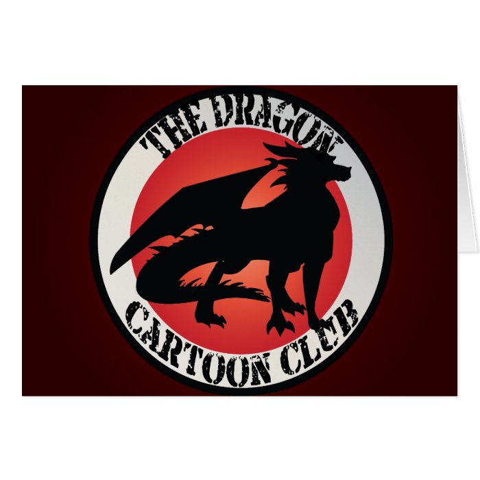 Dragon Cartoon Club Badge Greeting Cards