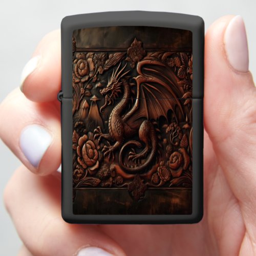 Dragon Carved On Mountaintop Zippo Lighter