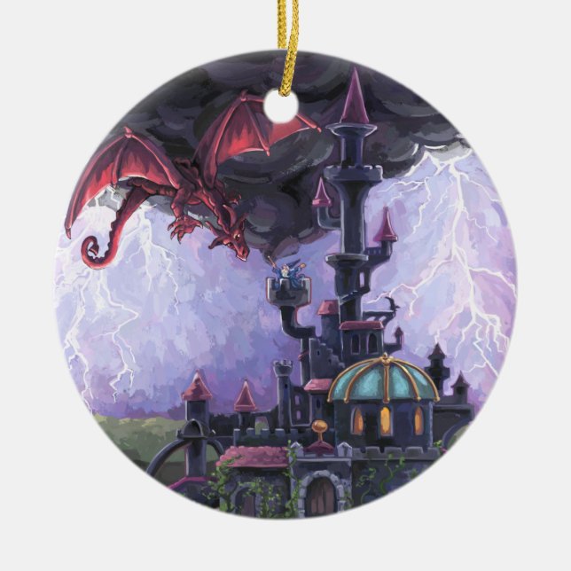 Dragon Castle Ceramic Ornament (Front)