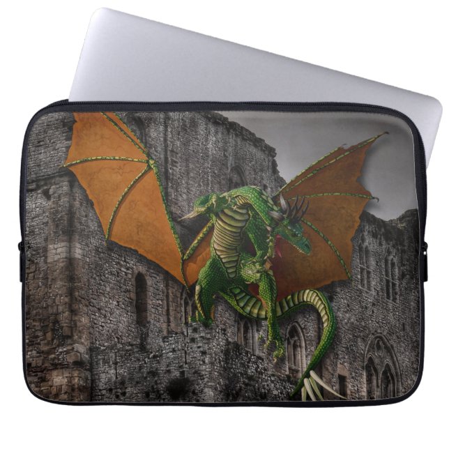 Dragon & Castle Fantasy Artwork Laptop Sleeve (Front)