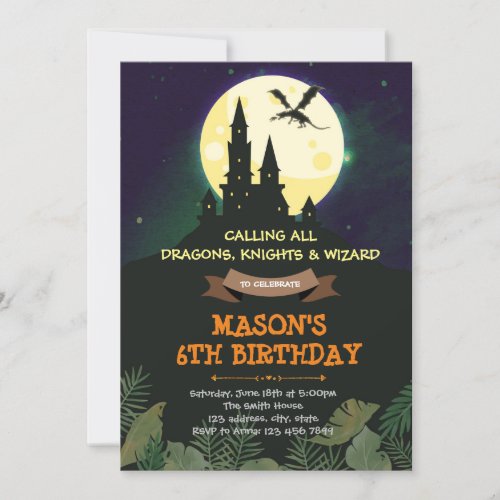 Dragon castle party invitation