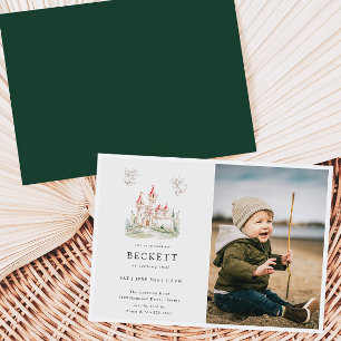 Dragon Castle Theme Birthday Party Photo Invitation