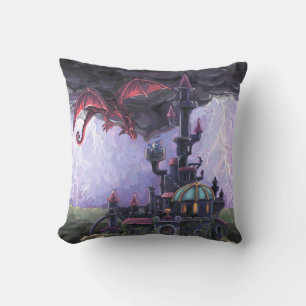 Dragon Castle Throw Pillow