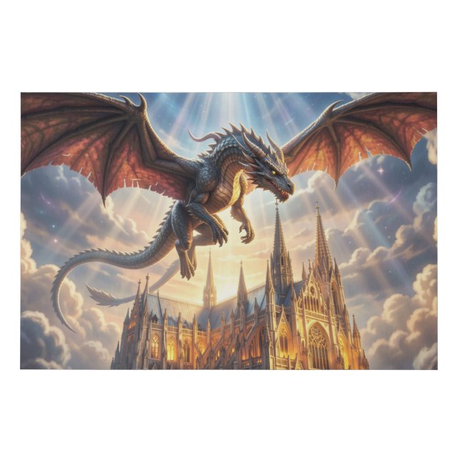 Dragon Cathedral Fantasy Canvas Print (Front)