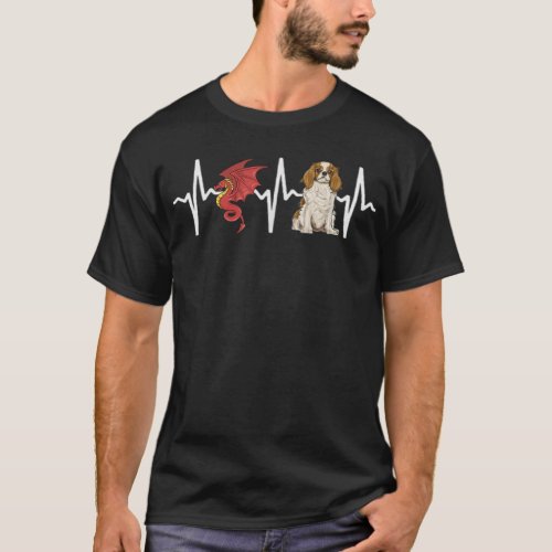Dragon Cavalier King Charles Spaniel Heartbeat Dog T_Shirt
