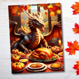 Dragon Celebrating Thanksgiving  Postcard