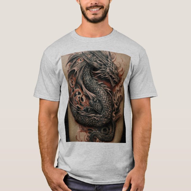 Dragon Celtic Abstract Tattoo T-Shirt Design (Front)