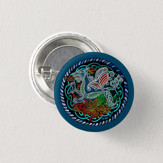Dragon Celtic Button (Front & Back)