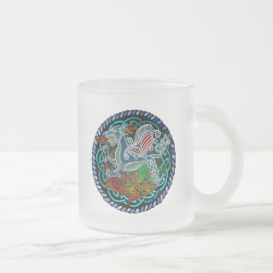 Dragon celtique frosted glass coffee mug