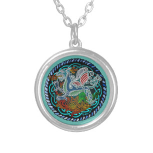 Dragon celtique silver plated necklace