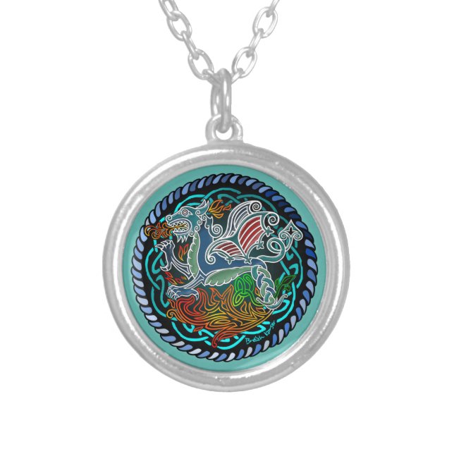 Dragon celtique silver plated necklace (Front)