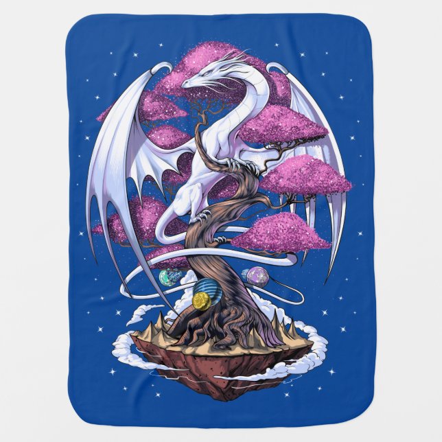 Dragon Cherry Blossom Baby Blanket (Front)