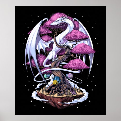 Dragon Cherry Blossom Poster