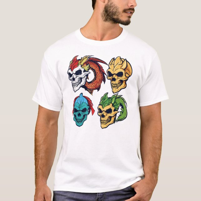 Dragon Chic Skull - Cute Anime-Inspired  T-Shirt (Front)