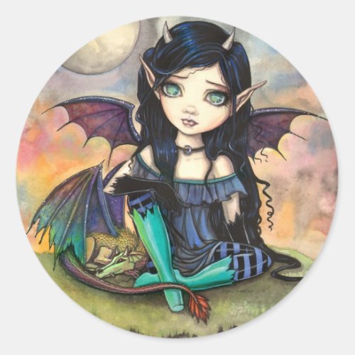 Dragon Child Cuge Big_Eye Fairy and Dragon Classic Round Sticker