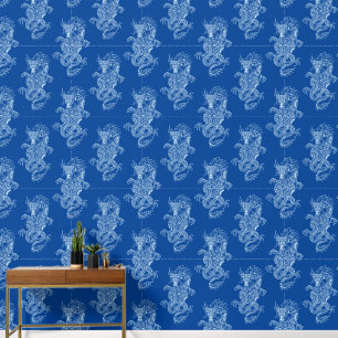 Dragon Chinese Style Navy Blue Wallpaper