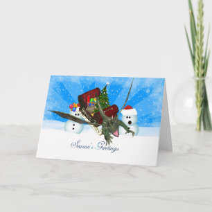 Dragon Christmas Card, Season's Greetings Holiday Card
