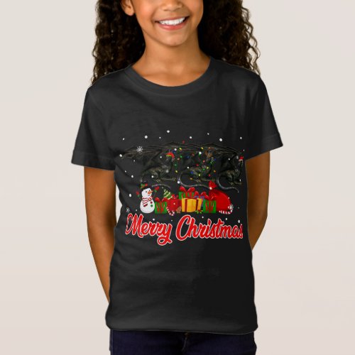 Dragon Christmas Pajama Funny Xmas Lights Animals  T_Shirt