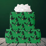 Dragon Christmas Pattern Cool Santa Hat Dragons Wrapping Paper<br><div class="desc">Three awesome Christmas Dragons flying around in red Santa hats on cute green wrapping paper. Their outstretched wings make them look like holiday holly. An awesome gift for a dragon item collector.</div>