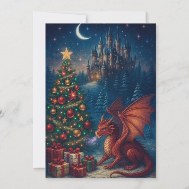 Dragon Christmas Tree Holiday Card (Front)