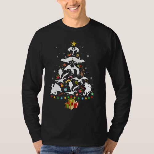 Dragon Christmas Tree Lights Santa Dragon Xmas  Bo T_Shirt