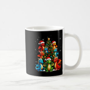 Dragon Christmas Tree Squad Santa Hat Fantasy Myth Coffee Mug