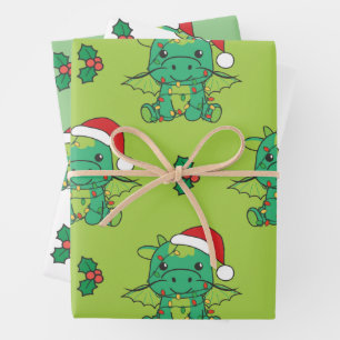 Dragon Christmas Winter Animals Holiday Dragons Wrapping Paper Sheets