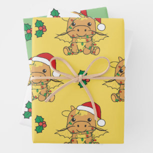 Dragon Christmas Winter Animals Holiday Dragons Wrapping Paper Sheets