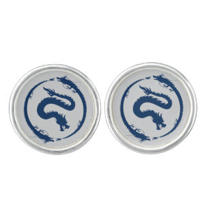 Dragon Circle in dark Dark Blue Cufflinks
