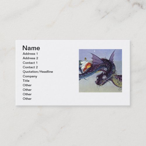 Dragon Classic Illustration Flying Medieval Business Card