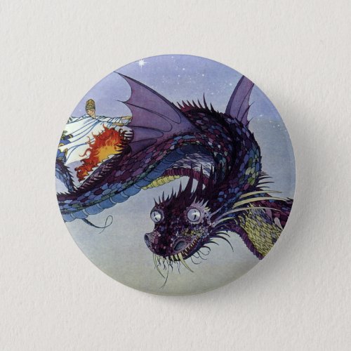 Dragon Classic Illustration Flying Medieval Button