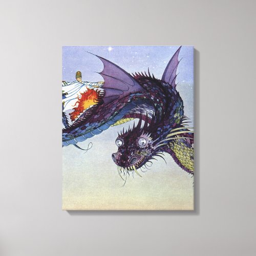 Dragon Classic Illustration Flying Medieval Canvas Print