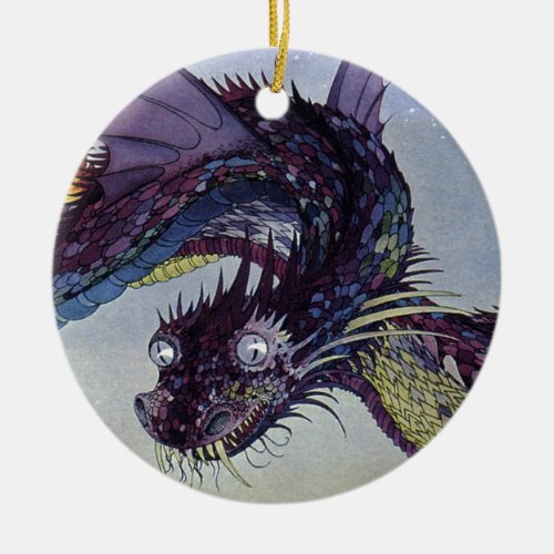 Dragon Classic Illustration Flying Medieval Ceramic Ornament