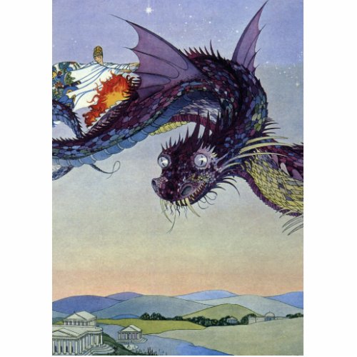 Dragon Classic Illustration Flying Medieval Cutout