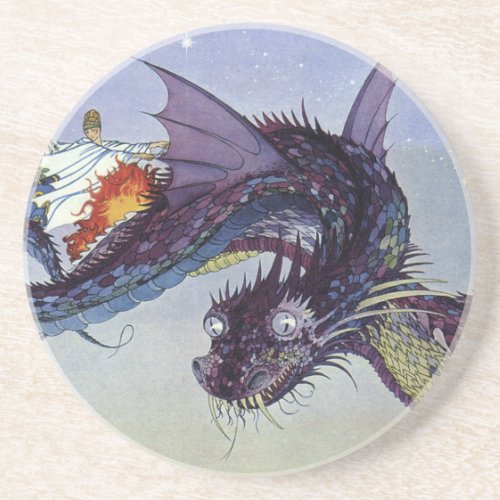 Dragon Classic Illustration Flying Medieval Drink Coaster