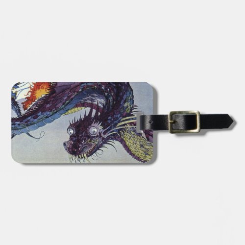 Dragon Classic Illustration Flying Medieval Luggage Tag