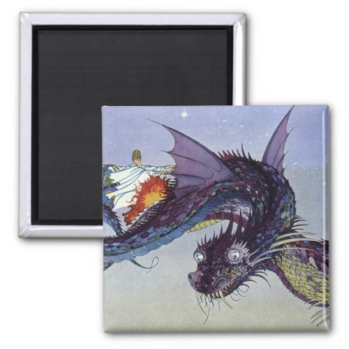 Dragon Classic Illustration Flying Medieval Magnet